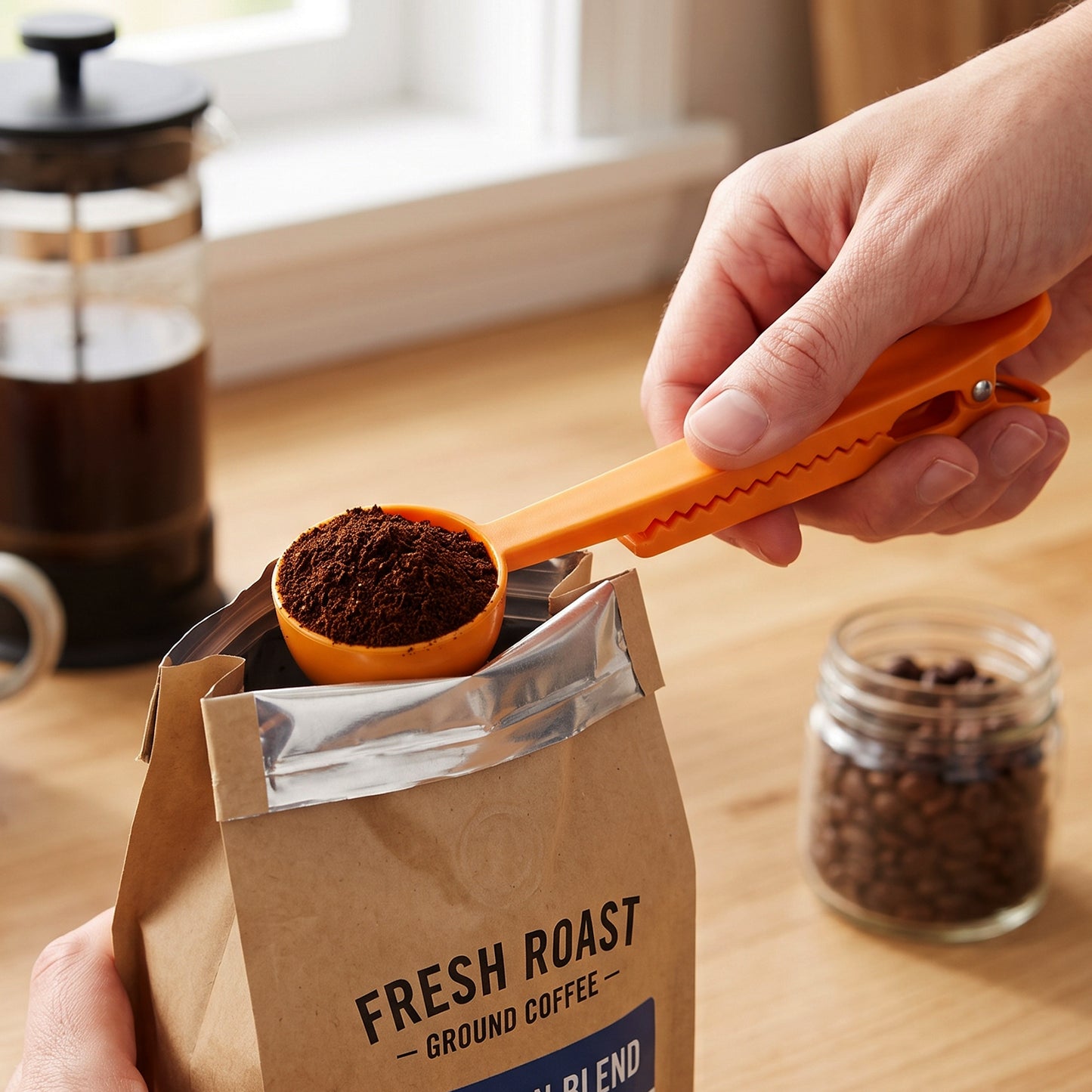 Multipurpose Plastic Kitchen Clamp 2 in 1 Measuring Scoop Bag Clip (1 Pc)