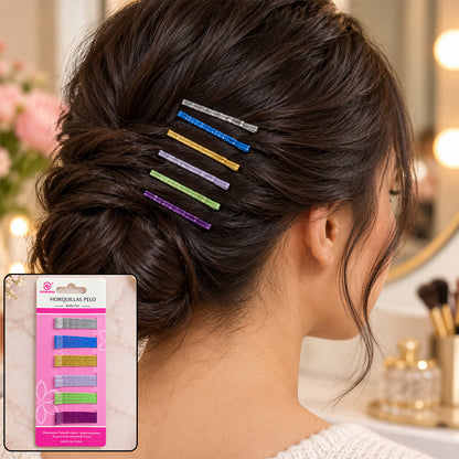 Multicolor Glitter Metal Bobby Pins Set for Hair Styling Women Girls (42 Pc)