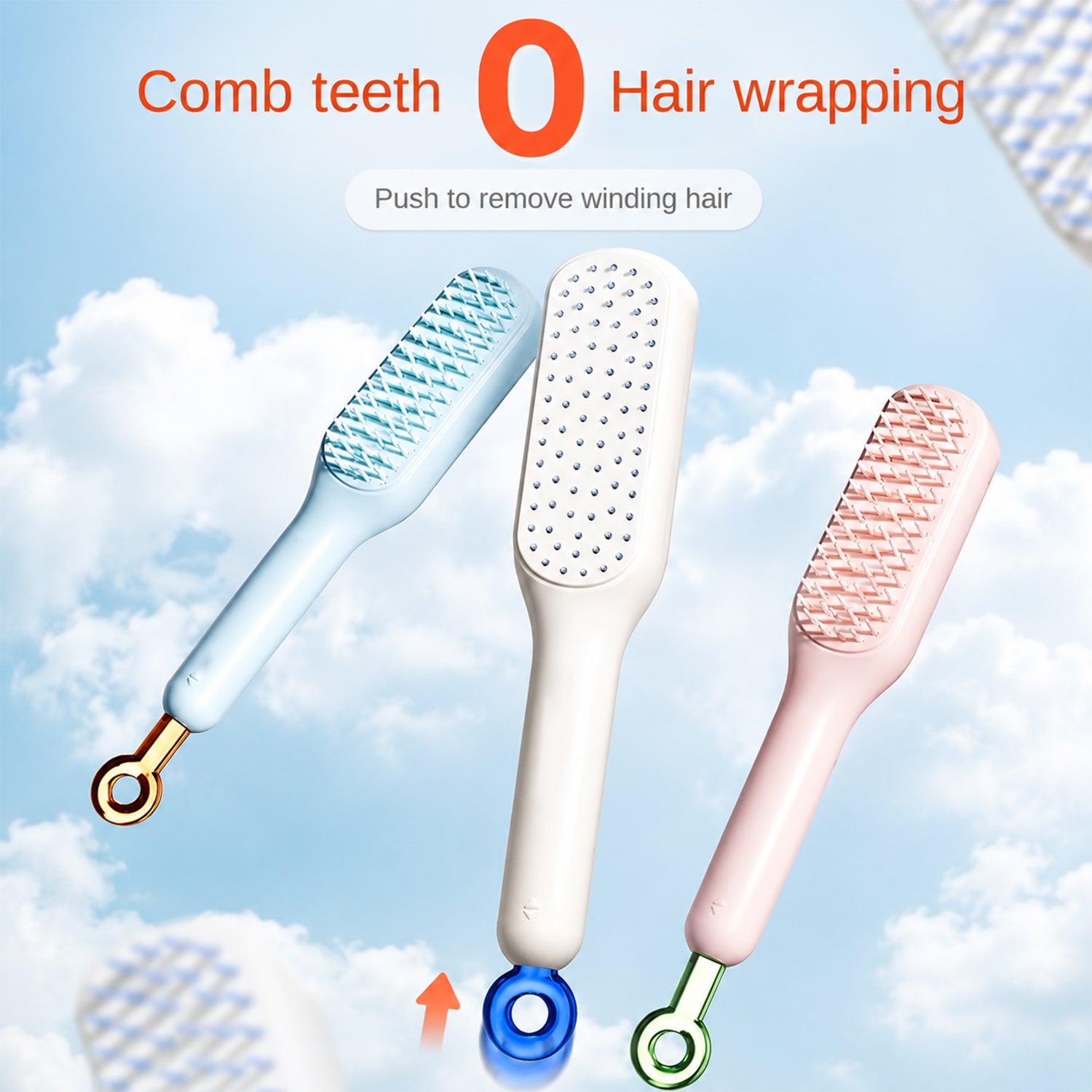 Self Cleaning Massage Comb Detangling Hair Brush for Scalp (1 Pc)