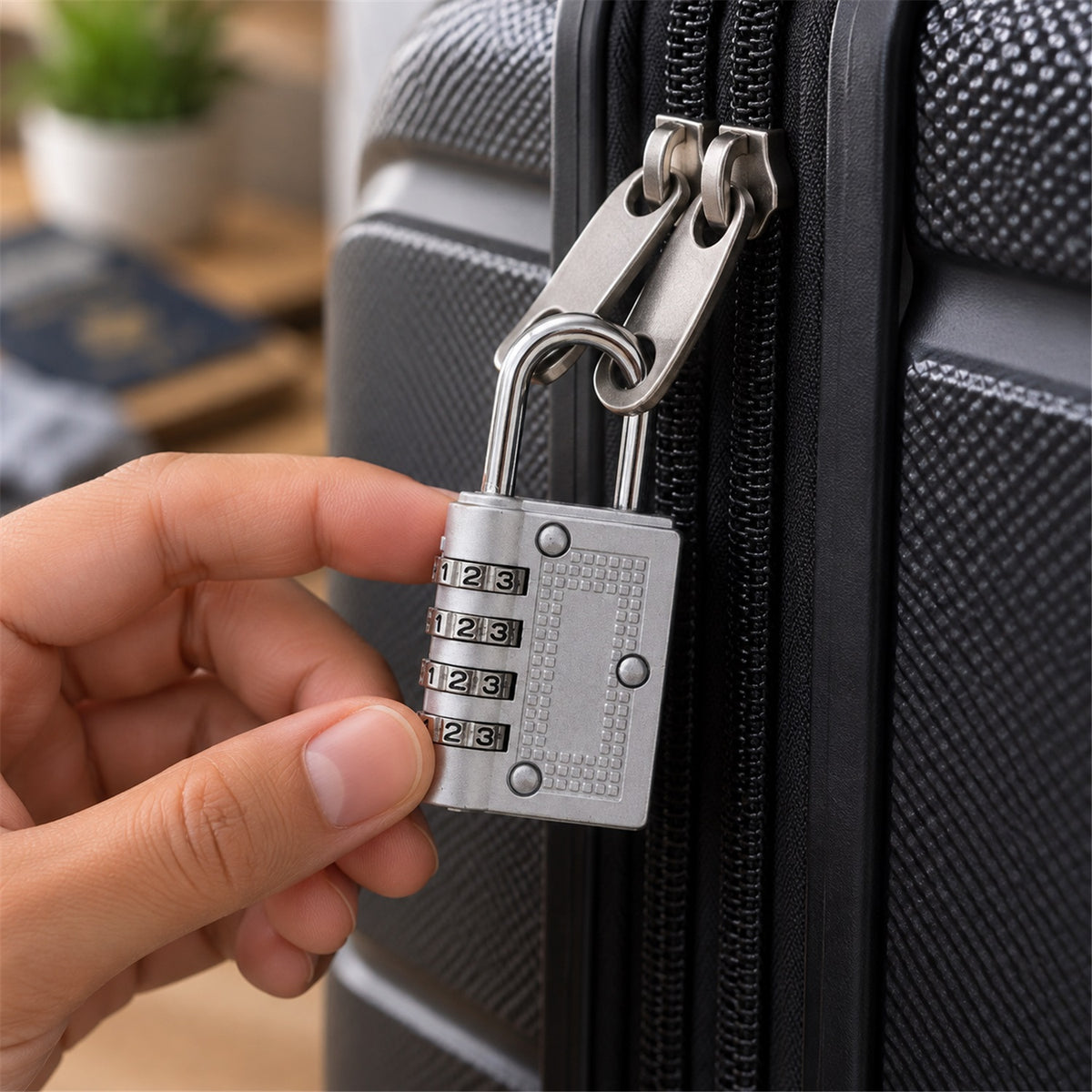 4 Digit Combination Padlock Resettable Number Lock for Luggage and...