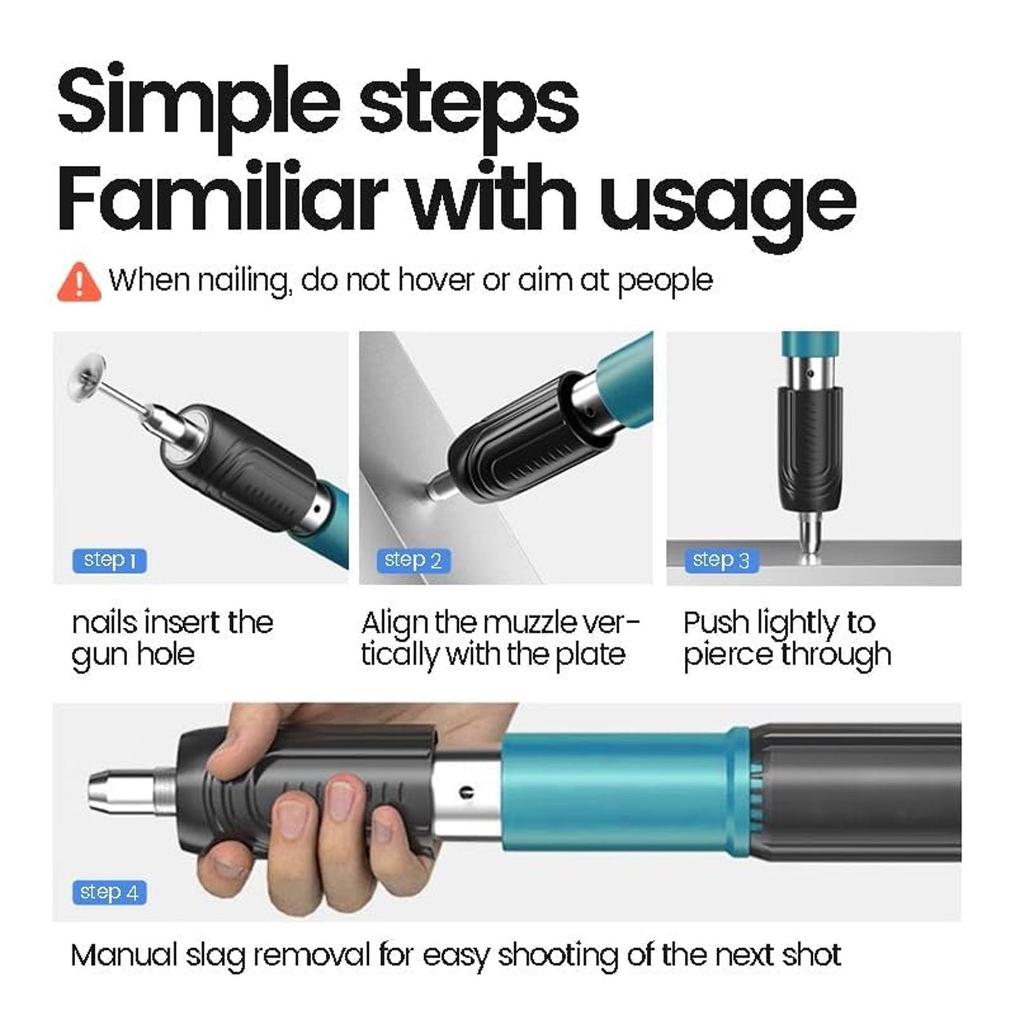 Manual Wall Fastening Tool Nail Gun with Steel Nails Set (1 Set)