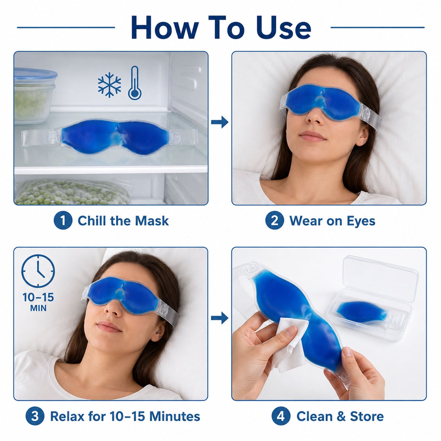 Small Blue Eye Mask Cooling Gel Mask for Relaxation Puffy Eyes Relief (1 Pc)