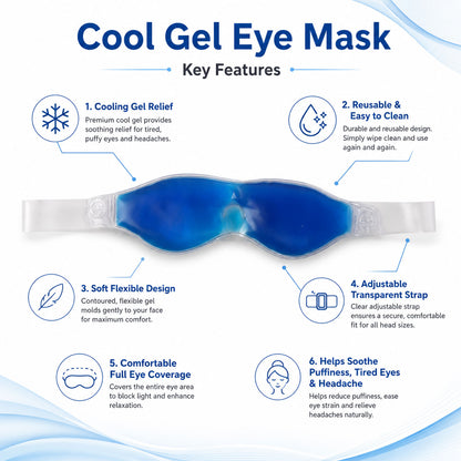 Small Blue Eye Mask Cooling Gel Mask for Relaxation Puffy Eyes Relief (1 Pc)
