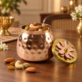 Copper Finish Storage Jar with Flower Lid for Dry Fruits and Home Decor (1 Pc)