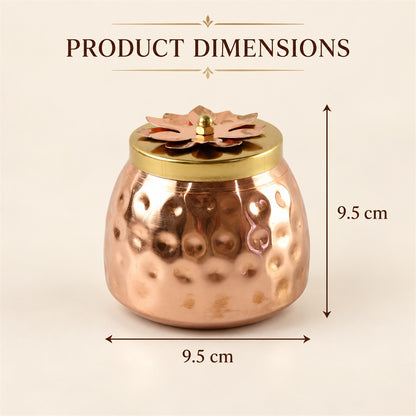 Copper Finish Storage Jar with Flower Lid for Dry Fruits and Home Decor (1 Pc)