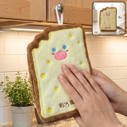 Cartoon Cheese Toast Microfiber Hanging Hand Towel Quick Dry Cloth (1 Pc)