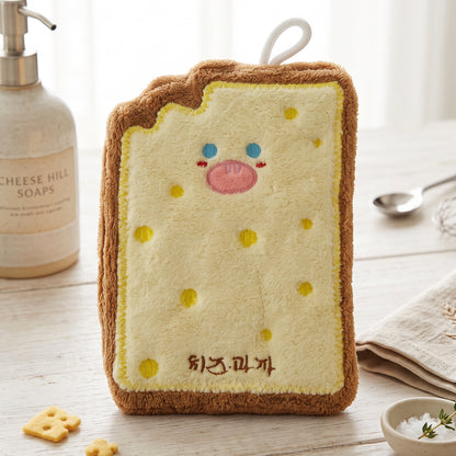 Cartoon Cheese Toast Microfiber Hanging Hand Towel Quick Dry Cloth (1 Pc)