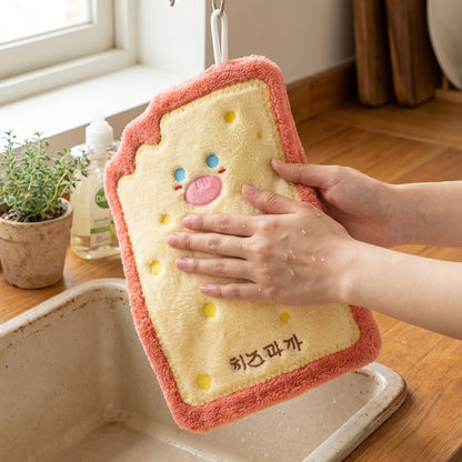 Cartoon Cheese Toast Microfiber Hanging Hand Towel Quick Dry Cloth (1 Pc)