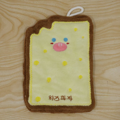 Cartoon Cheese Toast Microfiber Hanging Hand Towel Quick Dry Cloth (1 Pc)