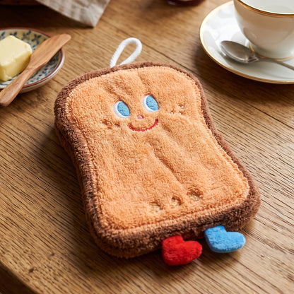 Cartoon Bread Slice Microfiber Hanging Hand Towel Quick Dry Cloth (1 Pc)