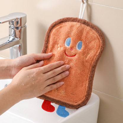 Cartoon Bread Slice Microfiber Hanging Hand Towel Quick Dry Cloth (1 Pc)