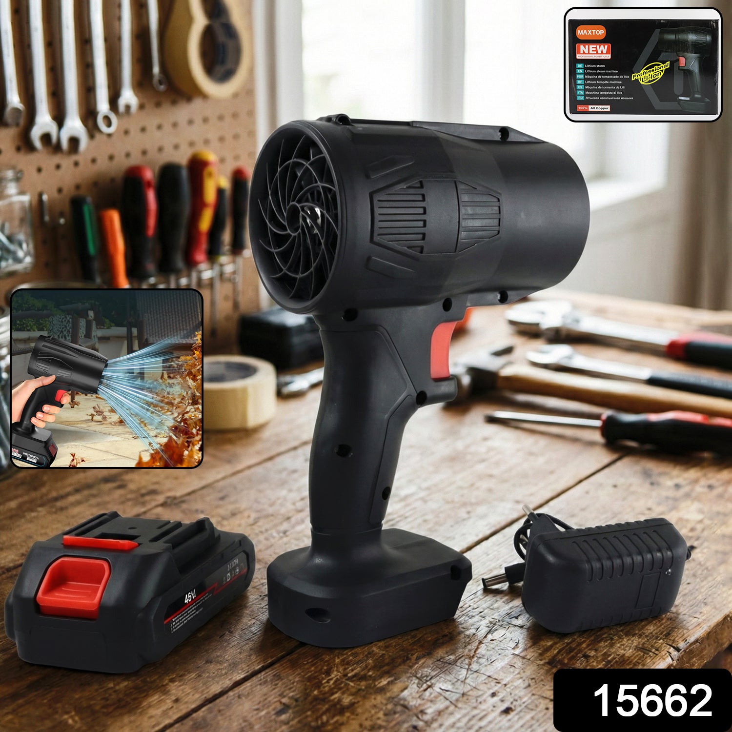 High-Power Cordless Leaf Blower Fan with Rechargeable Battery (1 Pc)