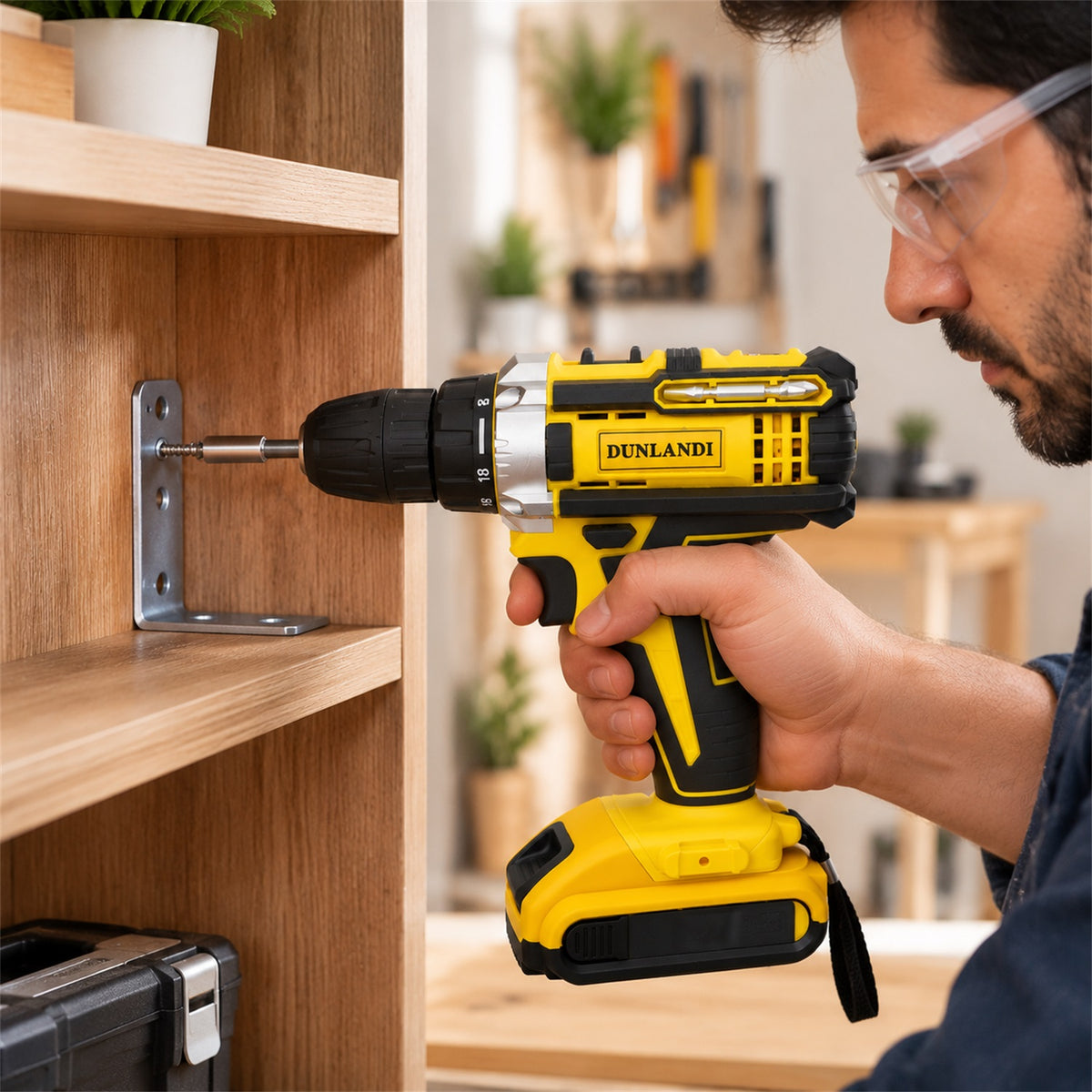 Cordless Drill Machine Kit 20V with 2 Batteries, Charger and Bits Case (1 Set)