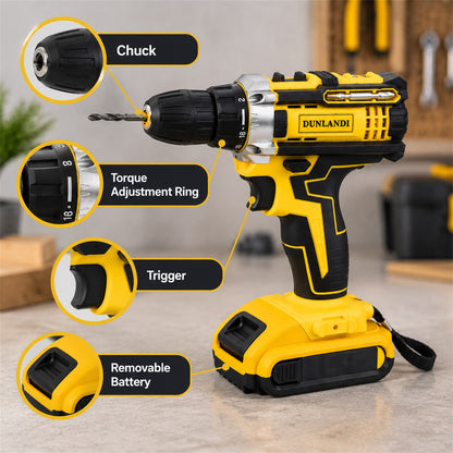 Cordless Drill Machine Kit 20V with 2 Batteries, Charger and Bits Case (1 Set)