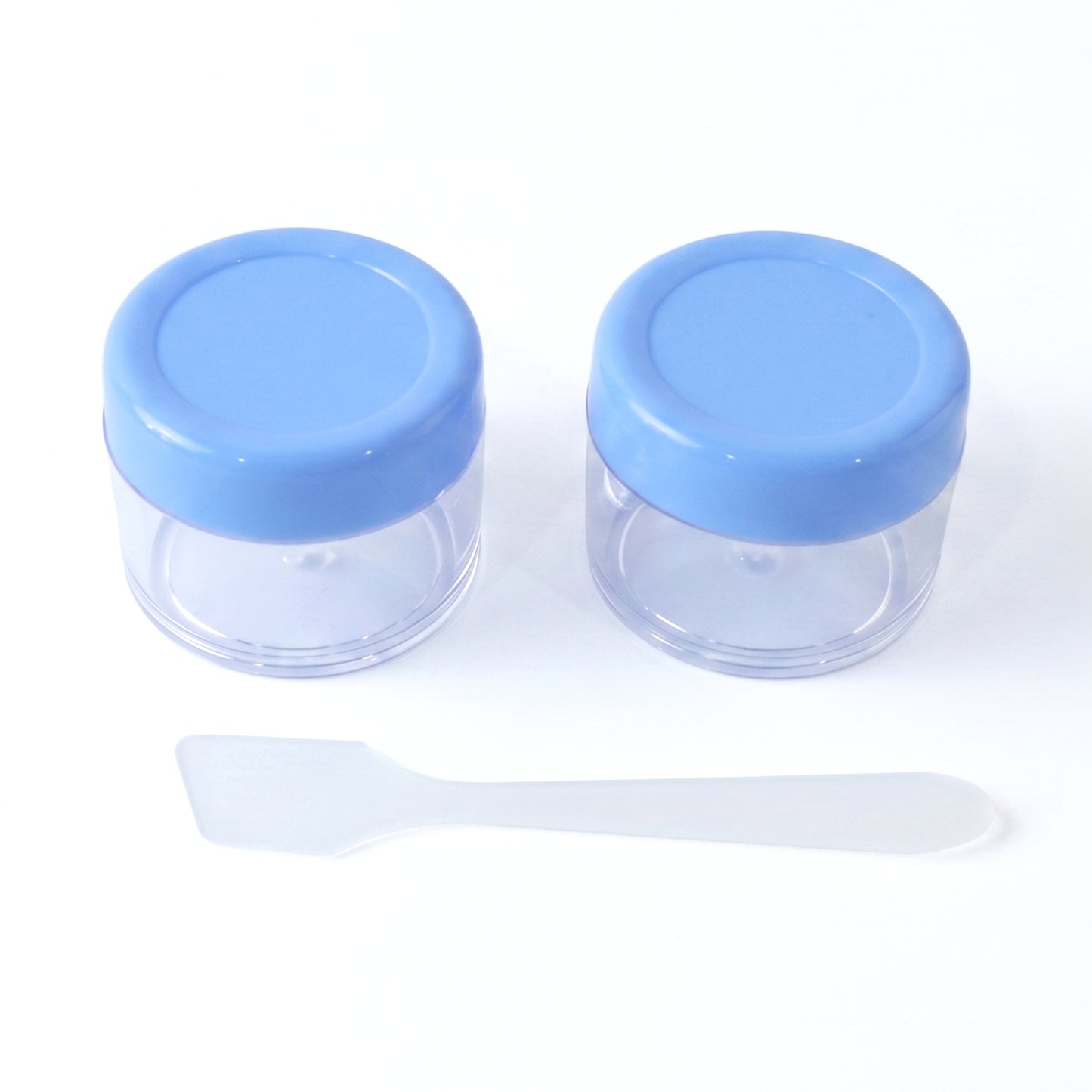 Empty Plastic Cosmetic Cream Jar Set with Spatula for Cream and Balm (2 Pc)
