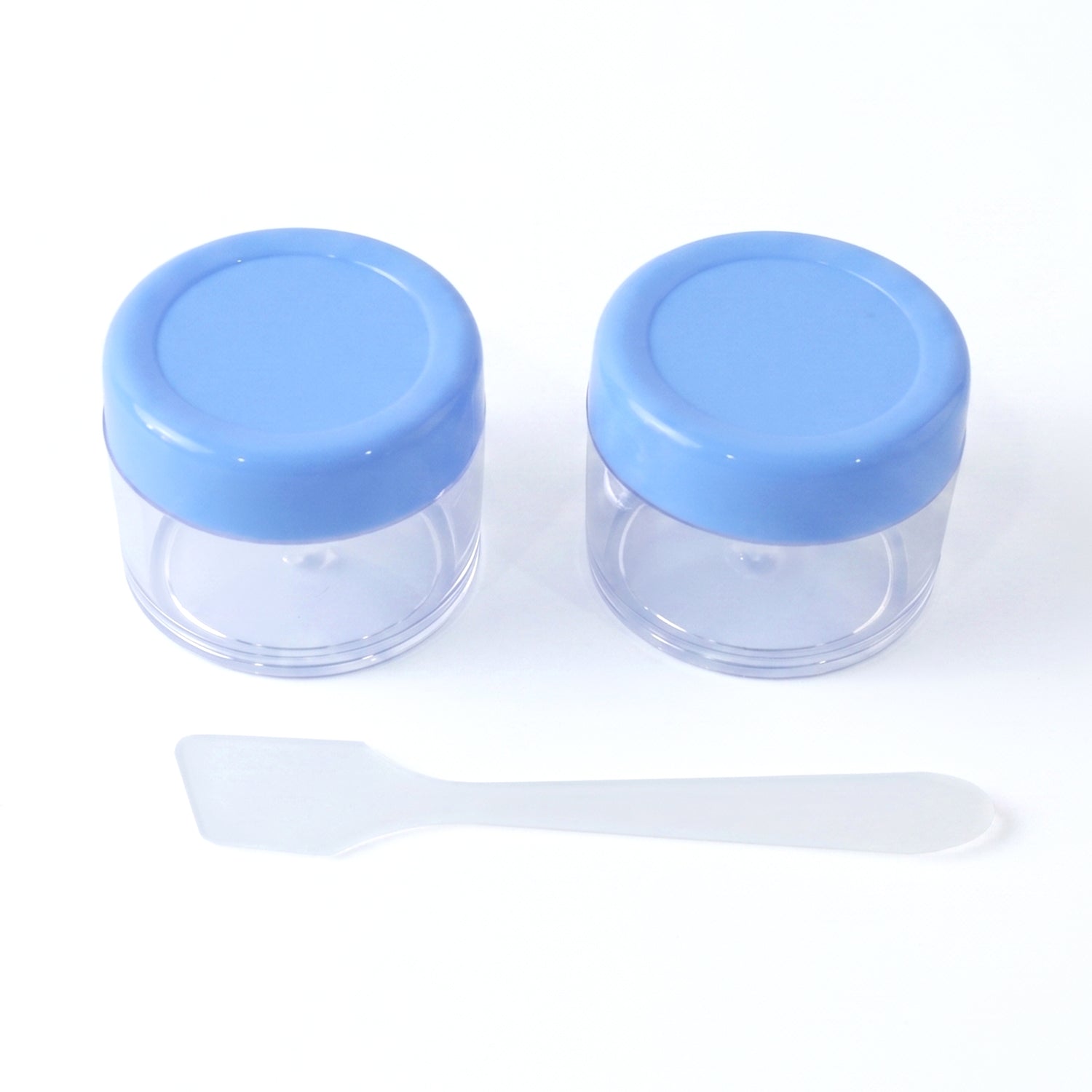 Empty Plastic Cosmetic Cream Jar Set with Spatula for Cream and Balm (2 Pc)