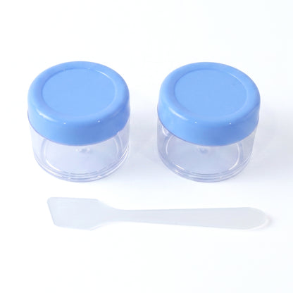 Empty Plastic Cosmetic Cream Jar Set with Spatula for Cream and Balm (2 Pc)