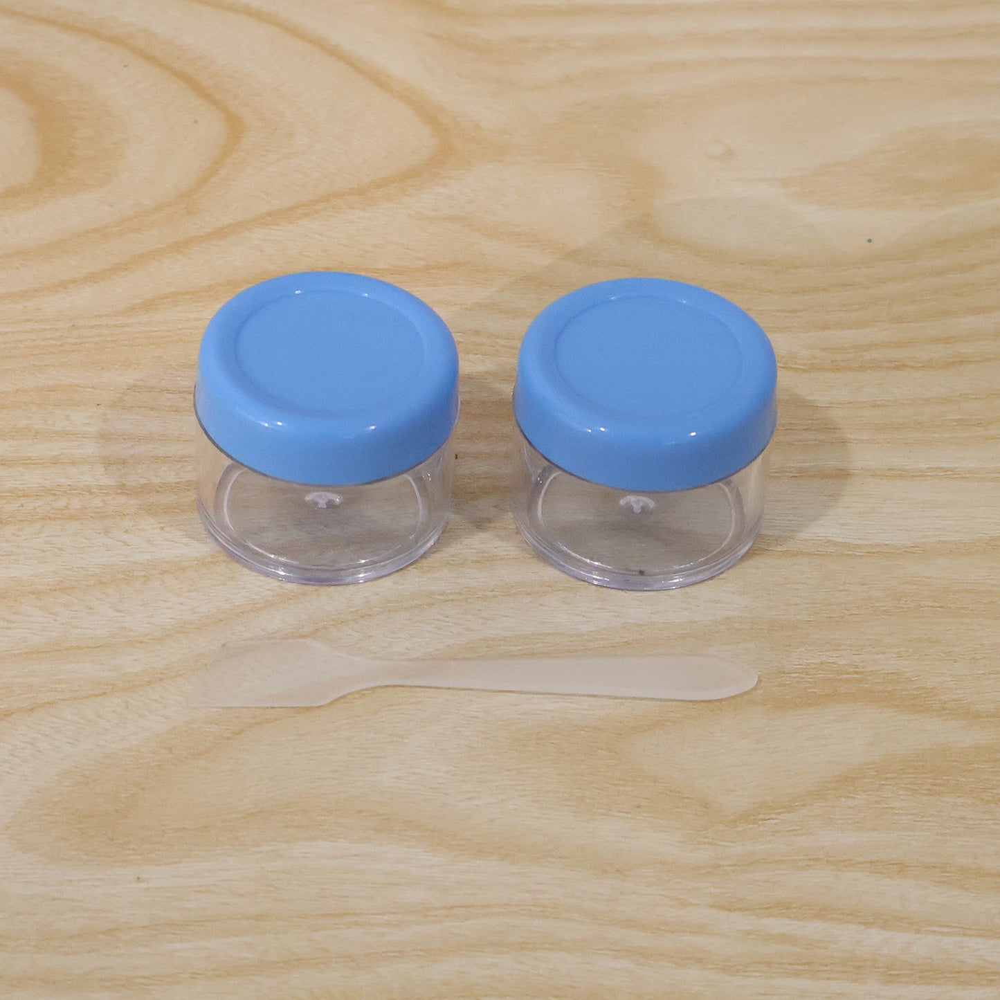 Empty Plastic Cosmetic Cream Jar Set with Spatula for Cream and Balm (2 Pc)