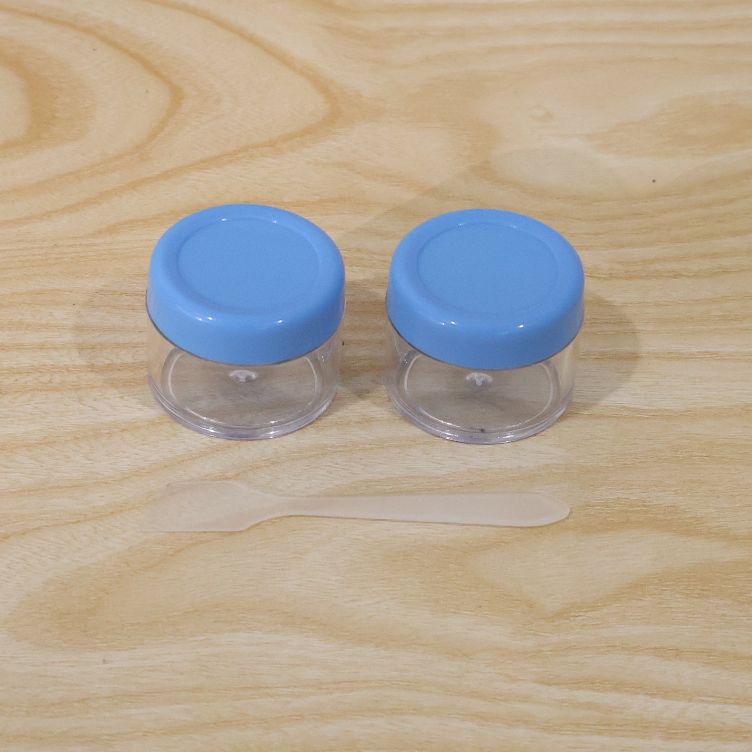 Empty Plastic Cosmetic Cream Jar Set with Spatula for Cream and Balm (2 Pc)