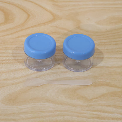 Empty Plastic Cosmetic Cream Jar Set with Spatula for Cream and Balm (2 Pc)