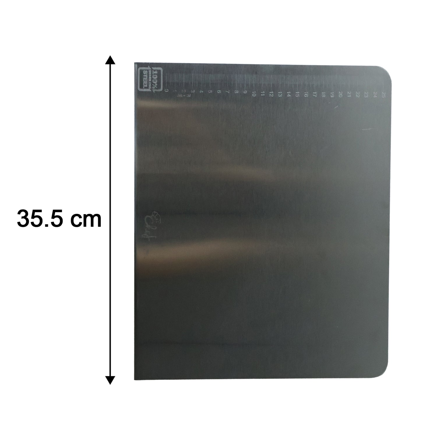 Measurement scale on chopping board showing size