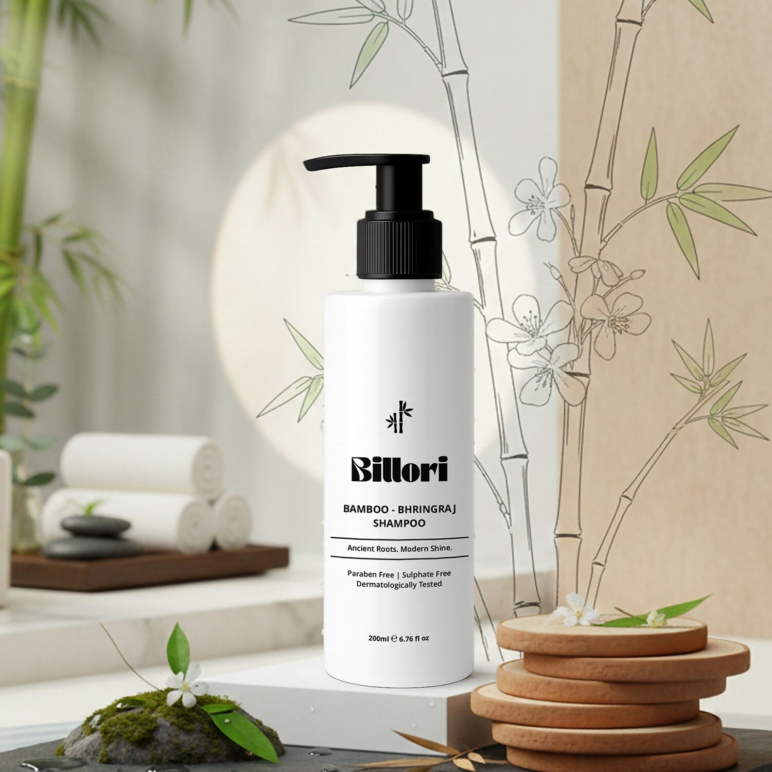 Bamboo Bhringraj Shampoo with Neem, Aritha & Shikakai Extracts (5 Power Shampoo) (200ml)