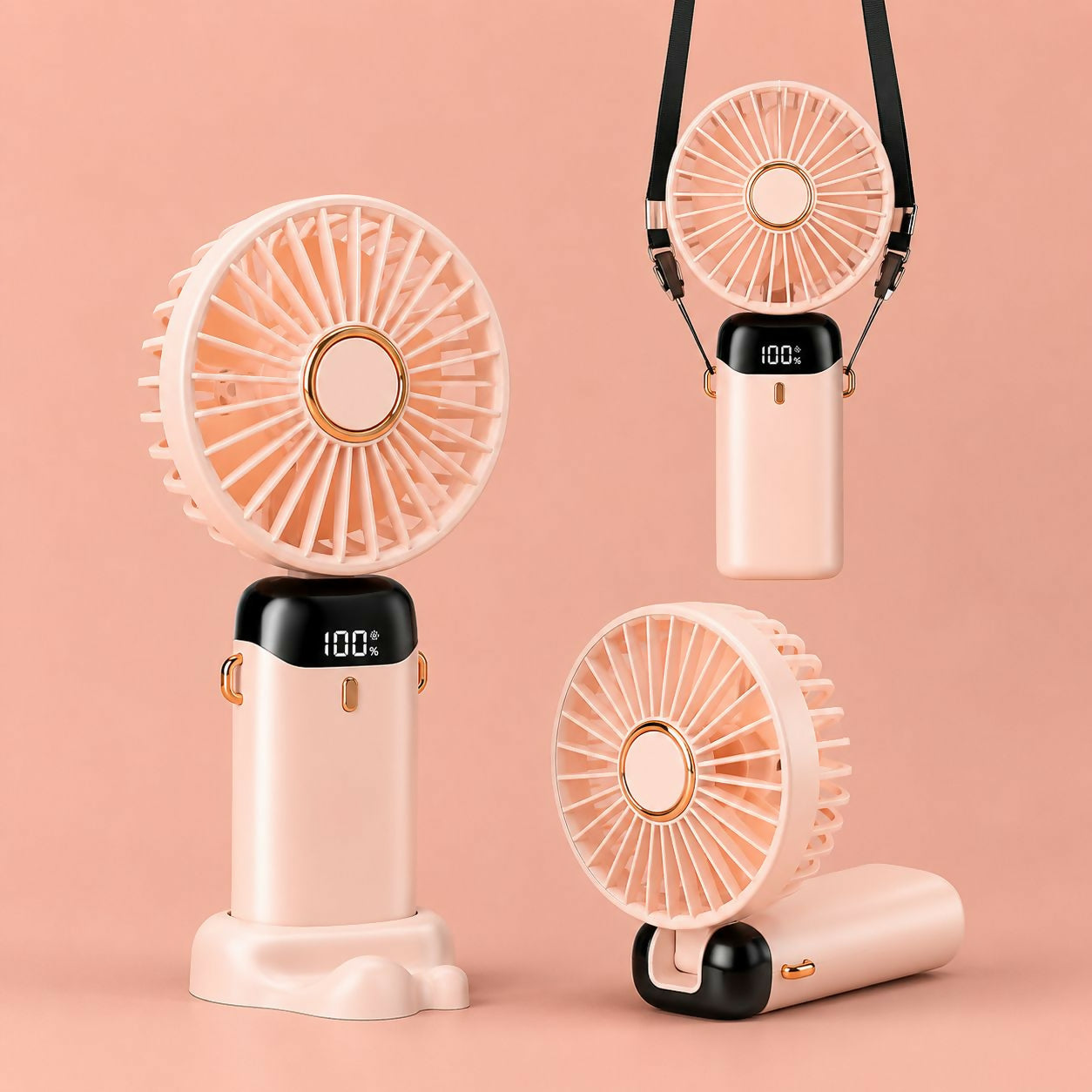 Rechargeable portable fan with multiple speed settings