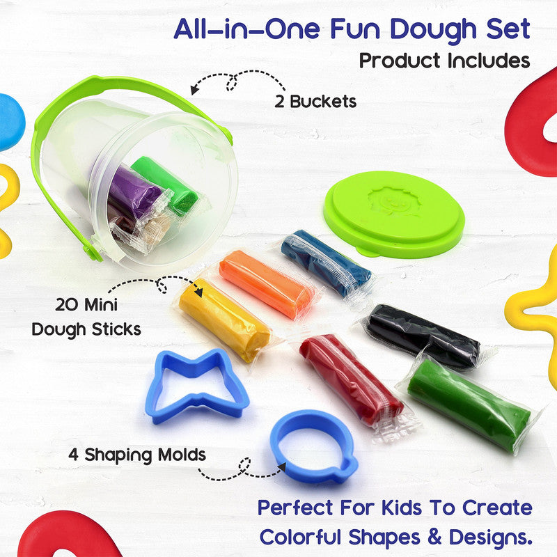 Aditi Kids Fun Dough Set with 20 Soft Dough Sticks and Shape Molds