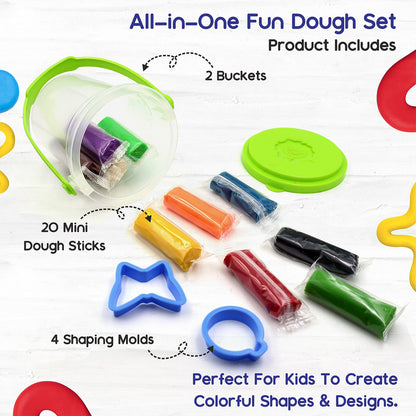 Aditi Kids Fun Dough Set with 20 Soft Dough Sticks and Shape Molds