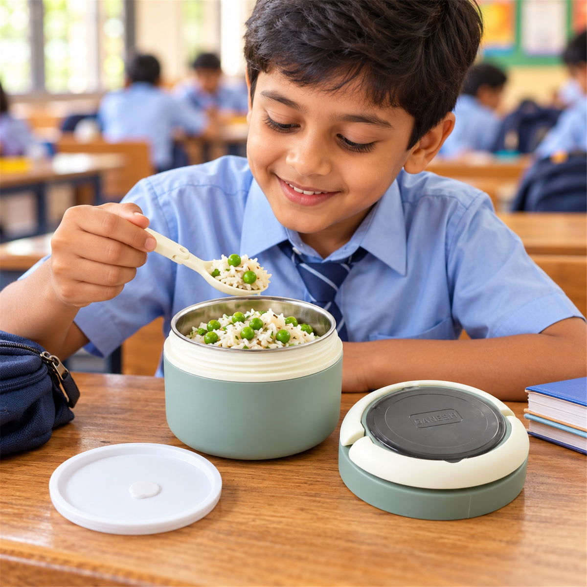 Insulated Lunch Box – Airtight, Leak-Proof with Spoon | Ganesh