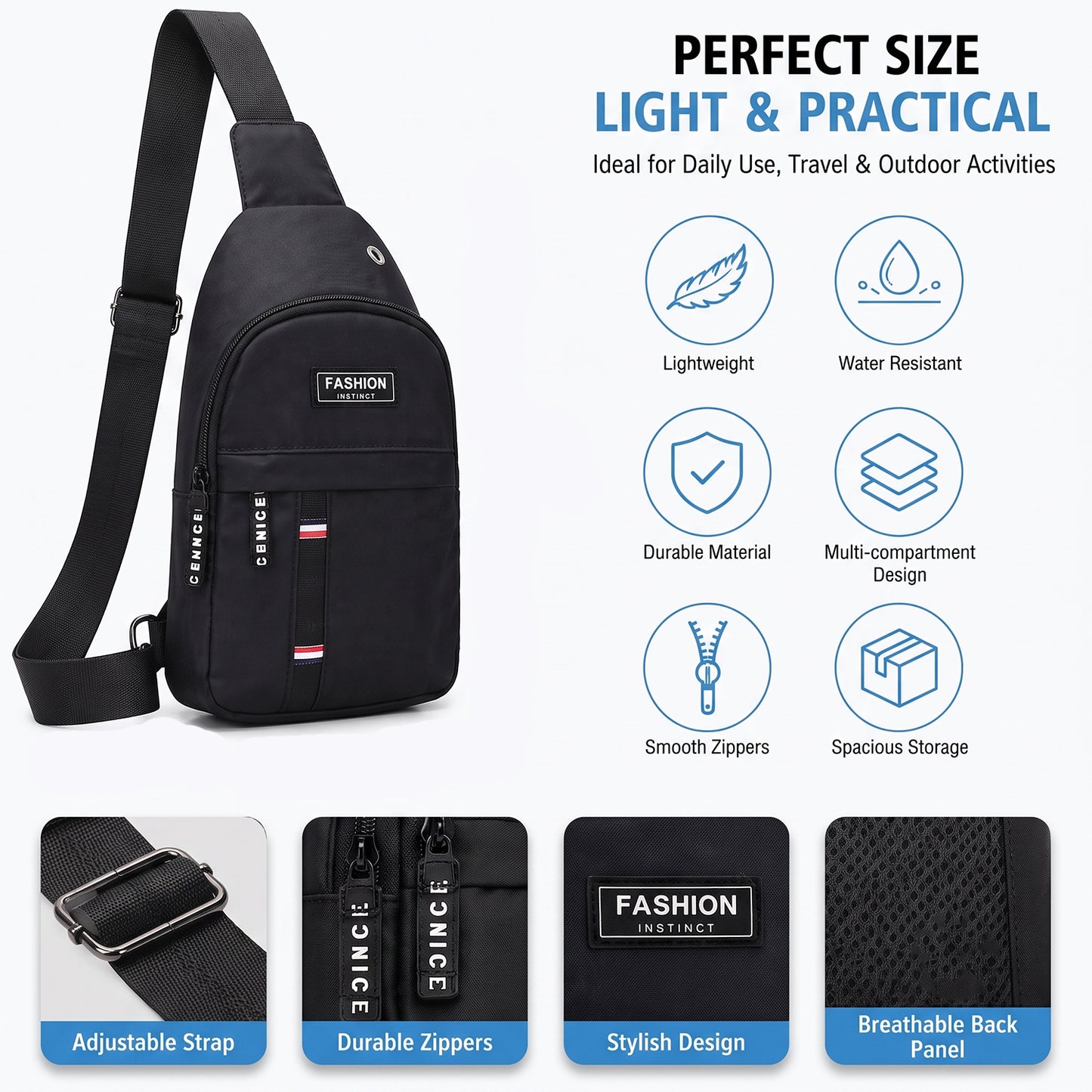 Waterproof USB Charging Sling Bag – Travel & Crossbody | FERVENT