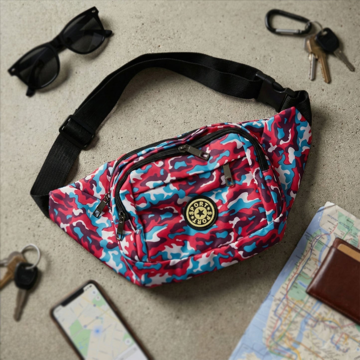 Close up of bag compartments