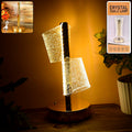 Crystal LED Double Shade Table Lamp – Elegant Golden Base Lighting