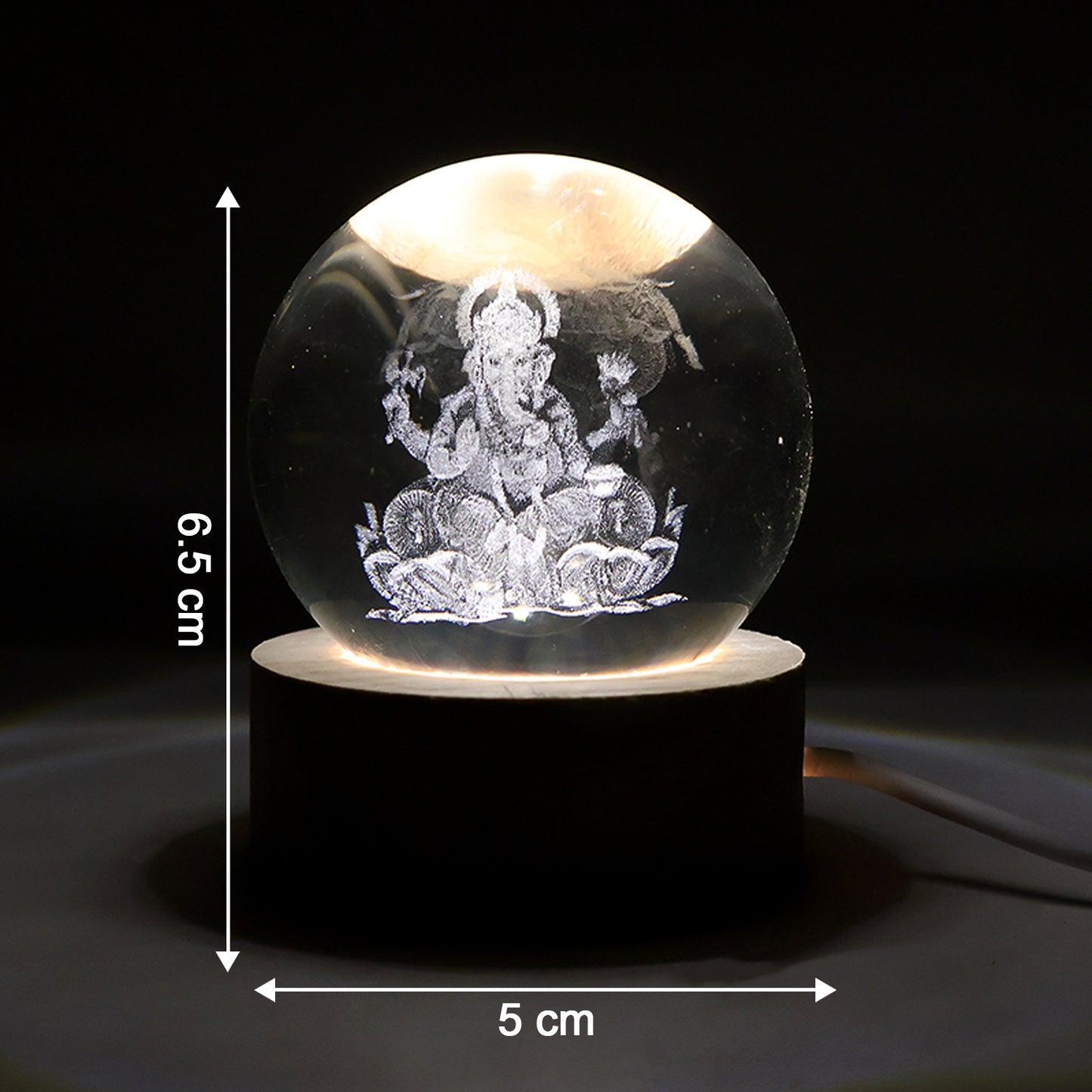 Ambient lighting effect of Ganpati 3D Crystal Ball Lamp