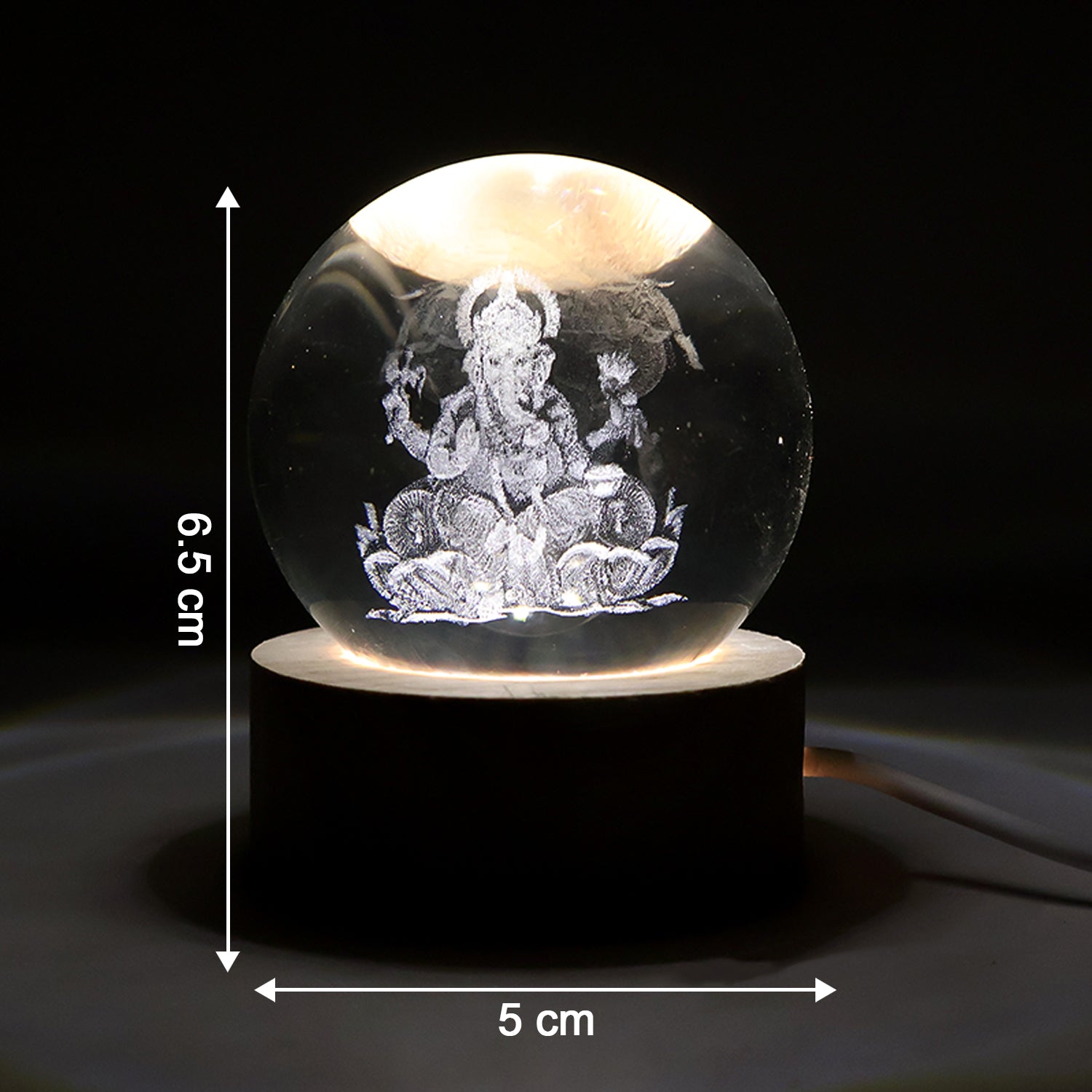 Ambient lighting effect of Ganpati 3D Crystal Ball Lamp
