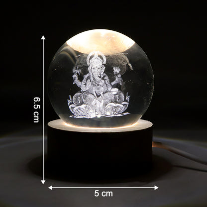 Ambient lighting effect of Ganpati 3D Crystal Ball Lamp