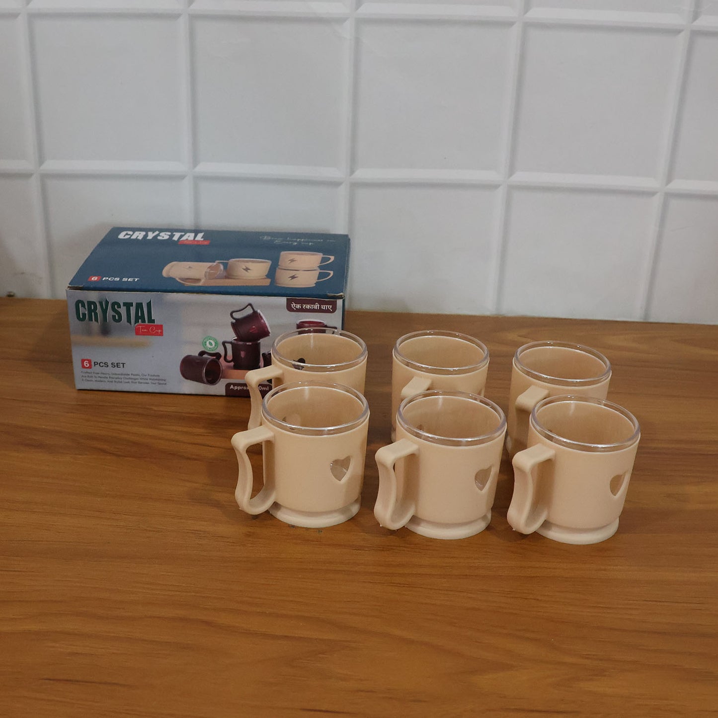 Elegant Heart Design Mini Tea & Coffee Mug Set (100ML, 6 Pc)