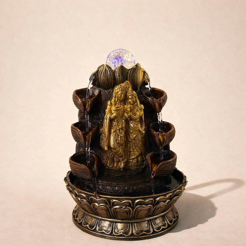 Radha Krishna LED Tabletop Water Fountain for Home Decor
