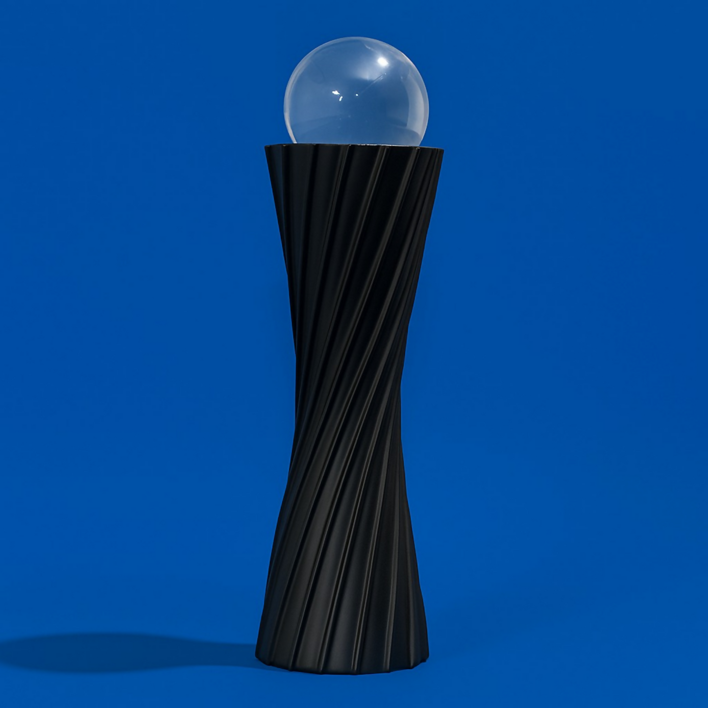 Modern Black Twisted Decorative Showpiece with Glass Ball – Elegant Abstract Home Decor Accent for Living Room, Office & Bedroom | Premium Resin Art Sculpture for Table & Shelf Decoration