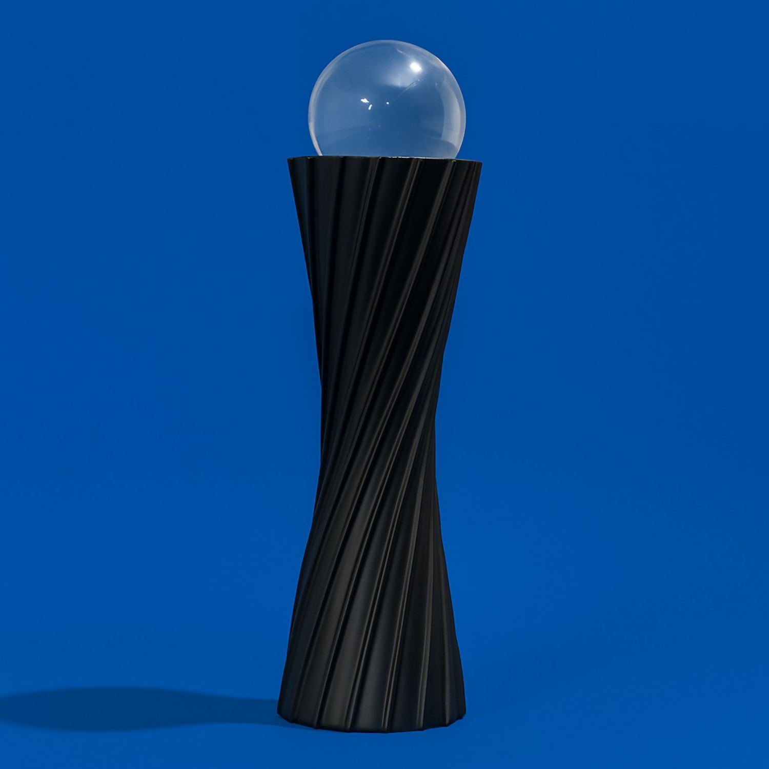 Modern Black Twisted Decorative Showpiece with Glass Ball – Elegant Abstract Home Decor Accent for Living Room, Office & Bedroom | Premium Resin Art Sculpture for Table & Shelf Decoration