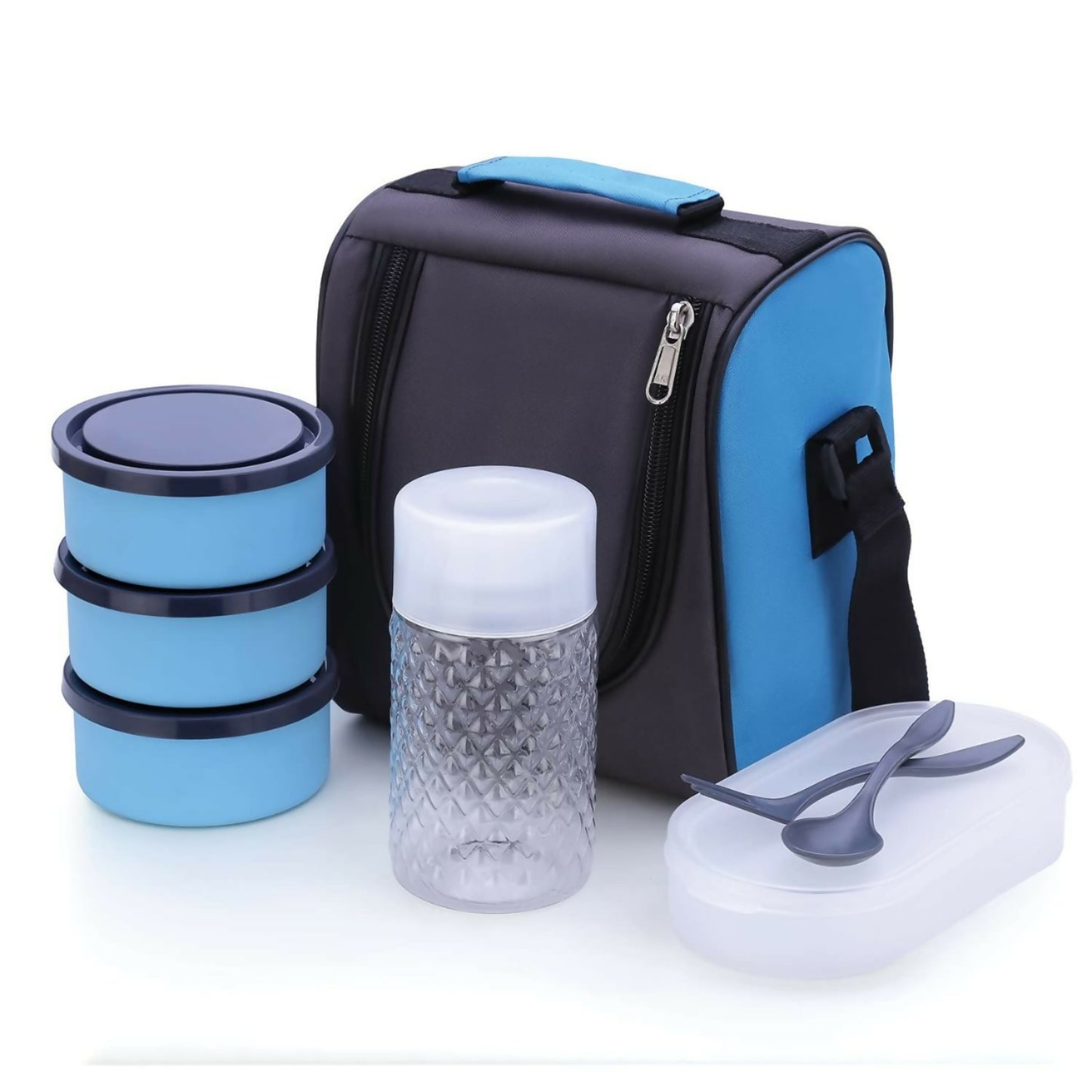 Portably designed lunch box with zipper closure and easy carry handle