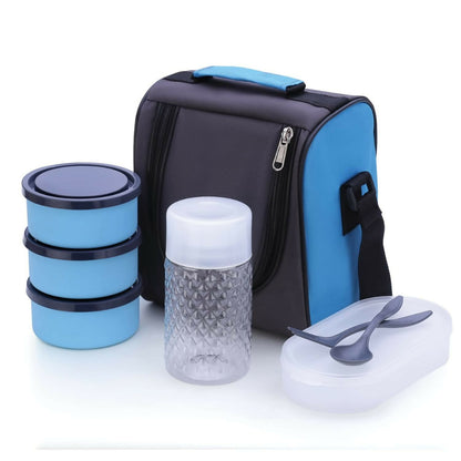 Portably designed lunch box with zipper closure and easy carry handle