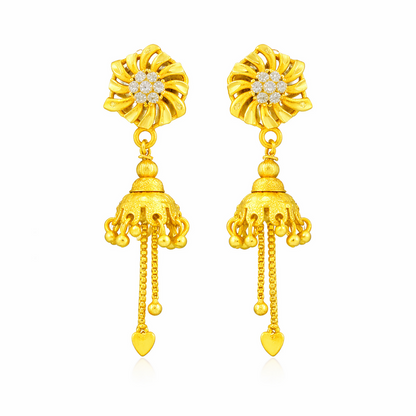 Lightweight Gold Plated Triangle Jhumka with Drop Chains