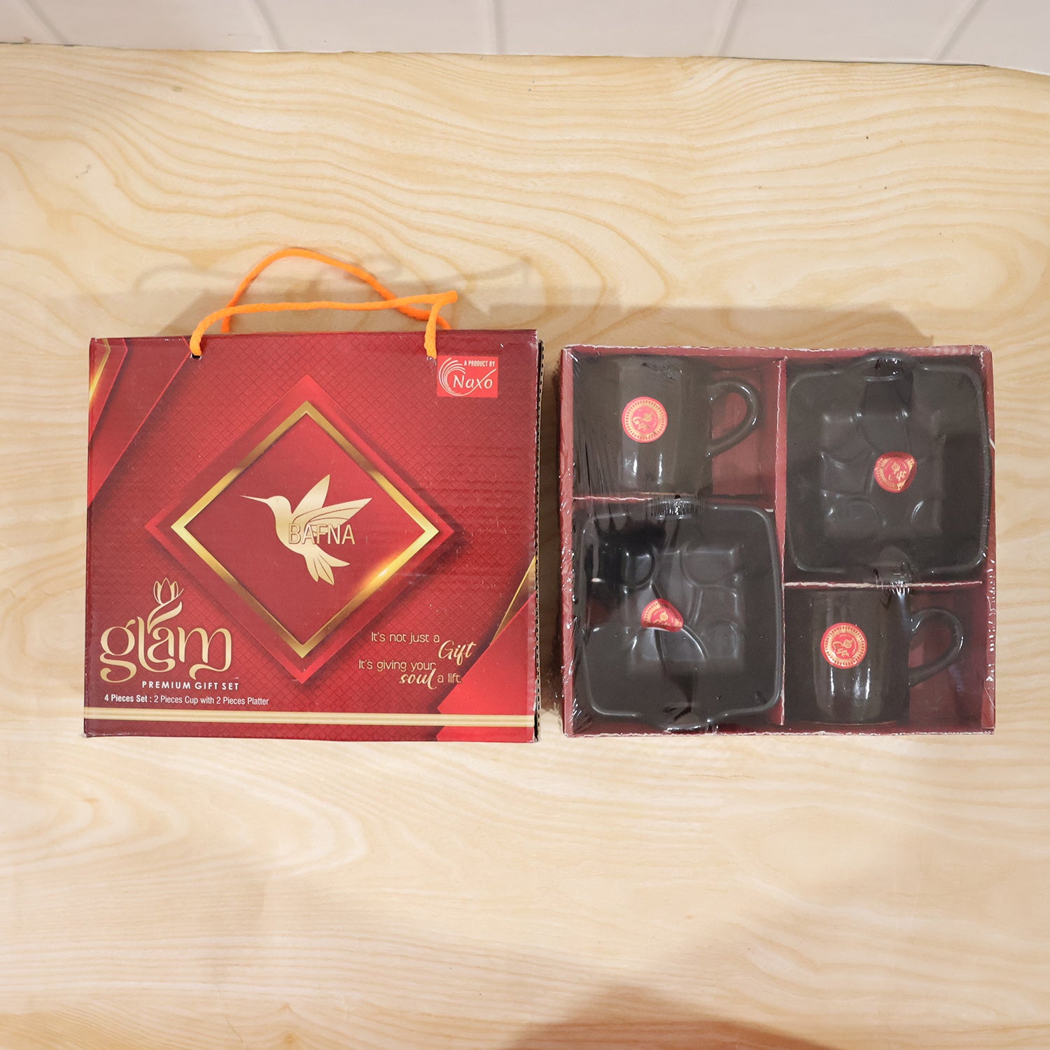 Ceramic Mug and plastic Bowl Set – 4-Piece for Rakhi corporate gifts