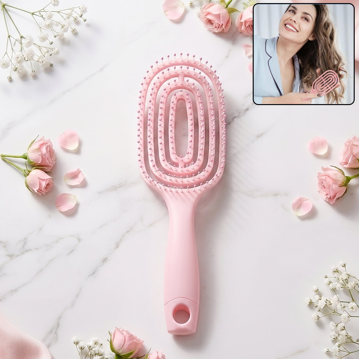 Curved Vented Styling Massage Hair Brush Detangling Comb for Men and Women (1 Pc)