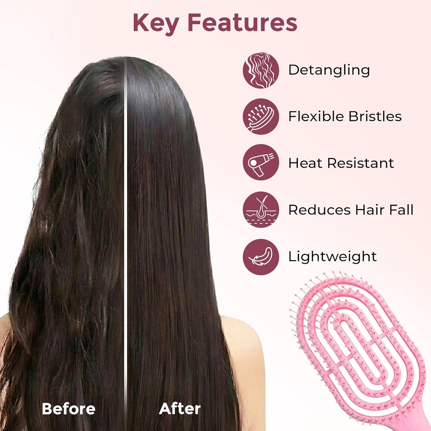Curved Vented Styling Massage Hair Brush Detangling Comb for Men and Women (1 Pc)