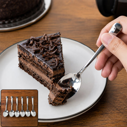 Apex Stainless Steel Dessert Spoon Set with Deep Bowl for Cake (6 Pc)