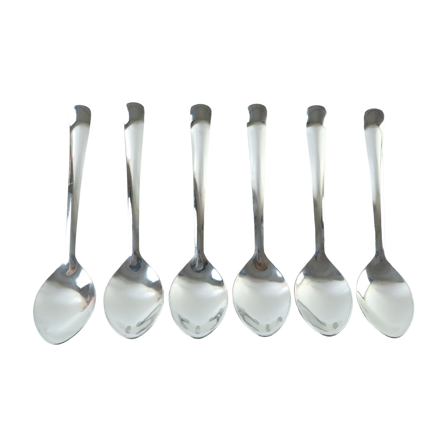 Apex Stainless Steel Dessert Spoon Set with Deep Bowl for Cake (6 Pc)
