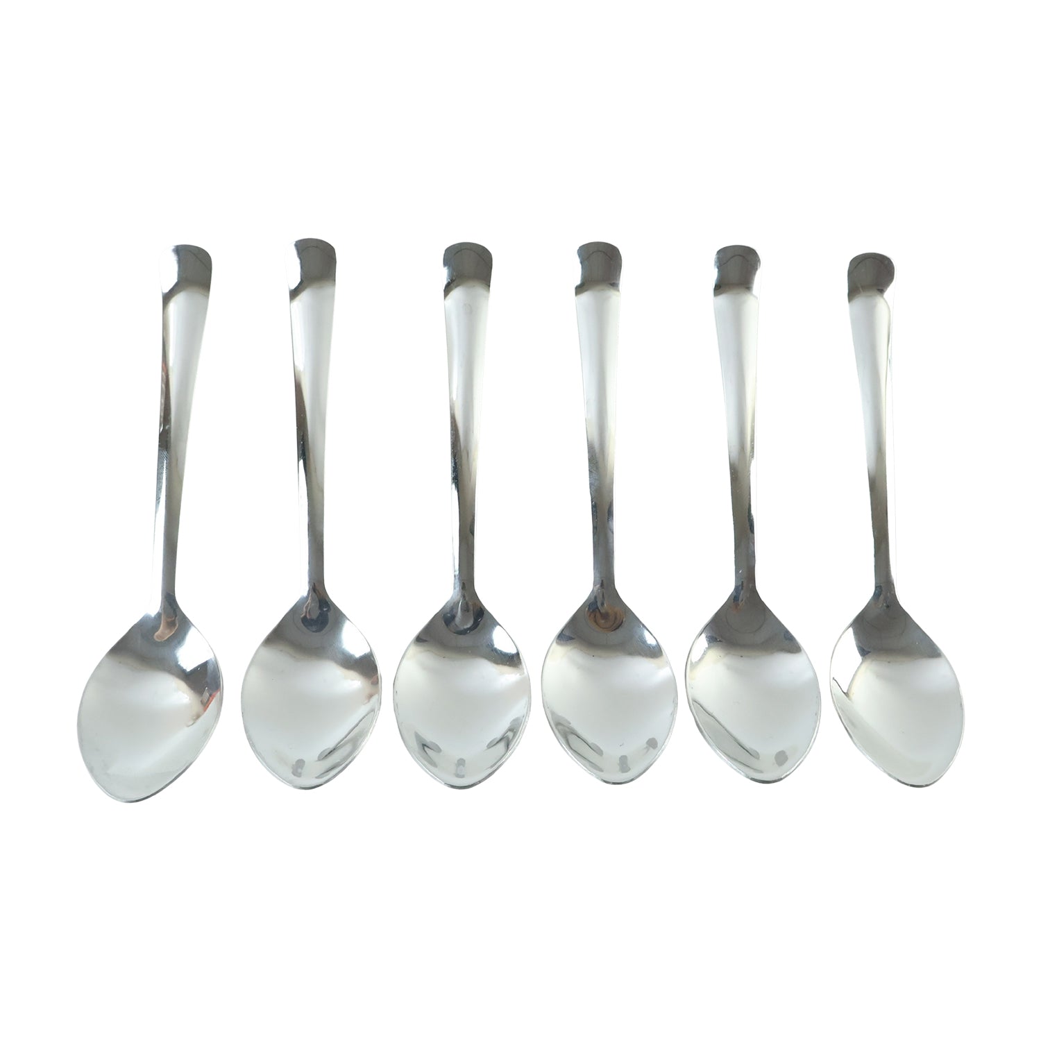 Apex Stainless Steel Dessert Spoon Set with Deep Bowl for Cake (6 Pc)