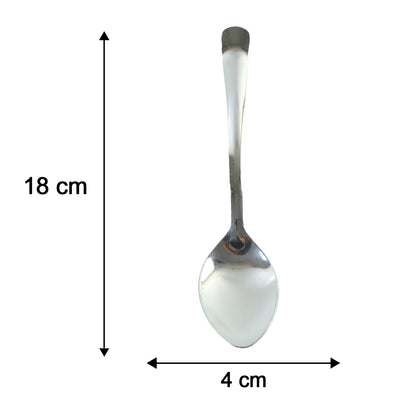 Apex Stainless Steel Dessert Spoon Set with Deep Bowl for Cake (6 Pc)